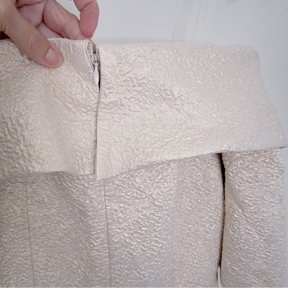 Rickie Freeman Teri Jon METALLIC JACQUARD OFF THE SHOULDER  PLEATED DRESS - Picture 8 of 15